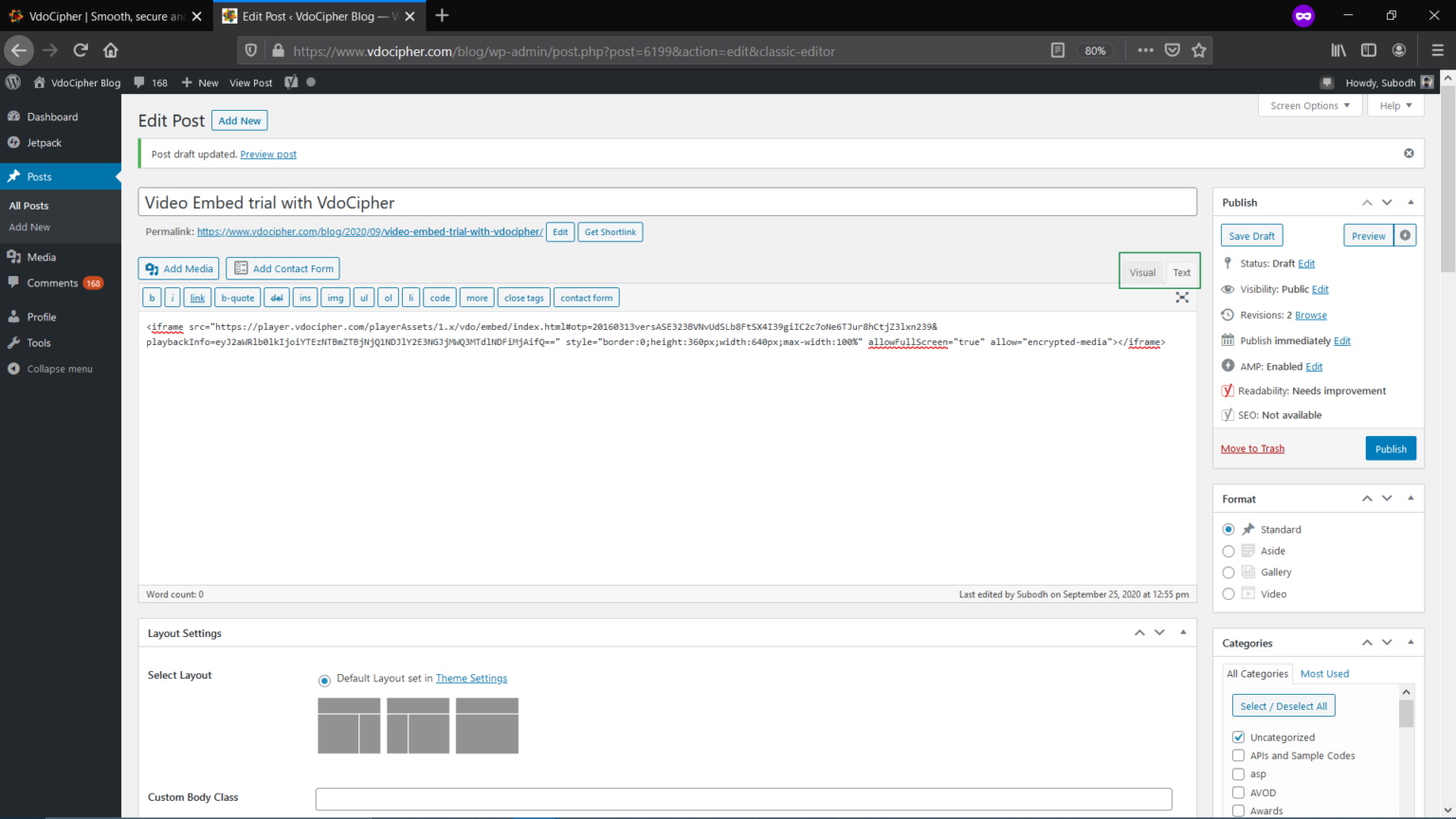 Embedding On HTML/Page Via Iframe/Script - VdoCipher Blog